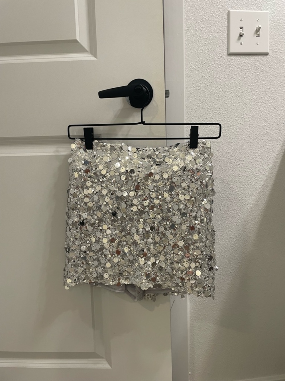 Show Me Your MuMu Silver Sequin Mini Skort